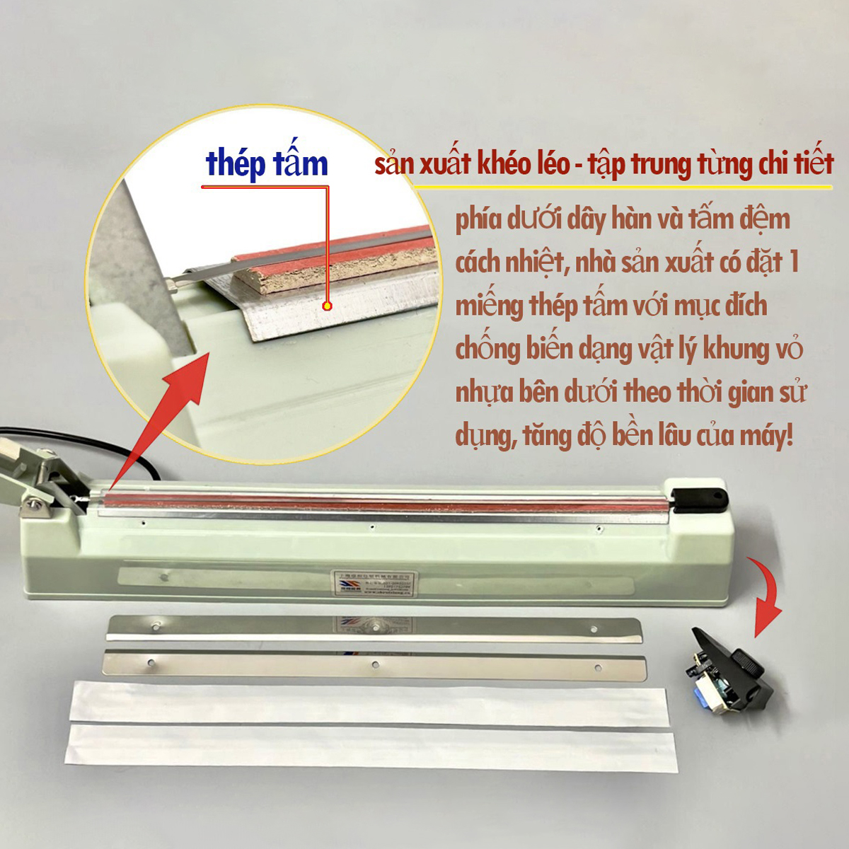 Máy ép miệng túi 400x3mm vỏ nhựa ABS