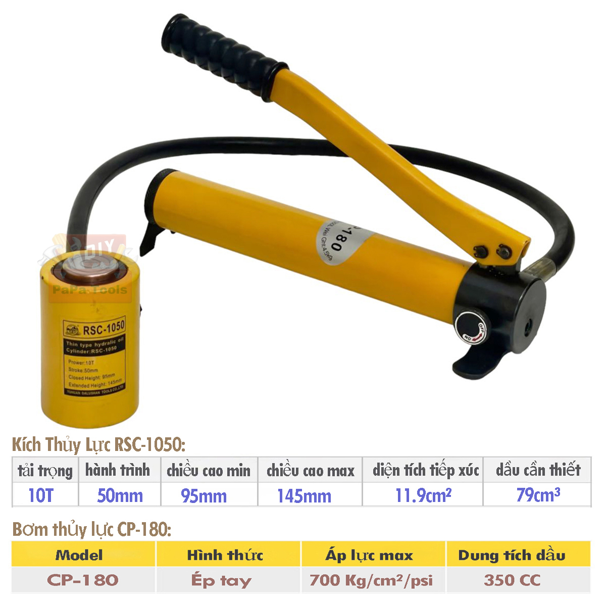 Kích thủy lực 10 tấn RSC-1050 kèm bơm thủy lực CP-180