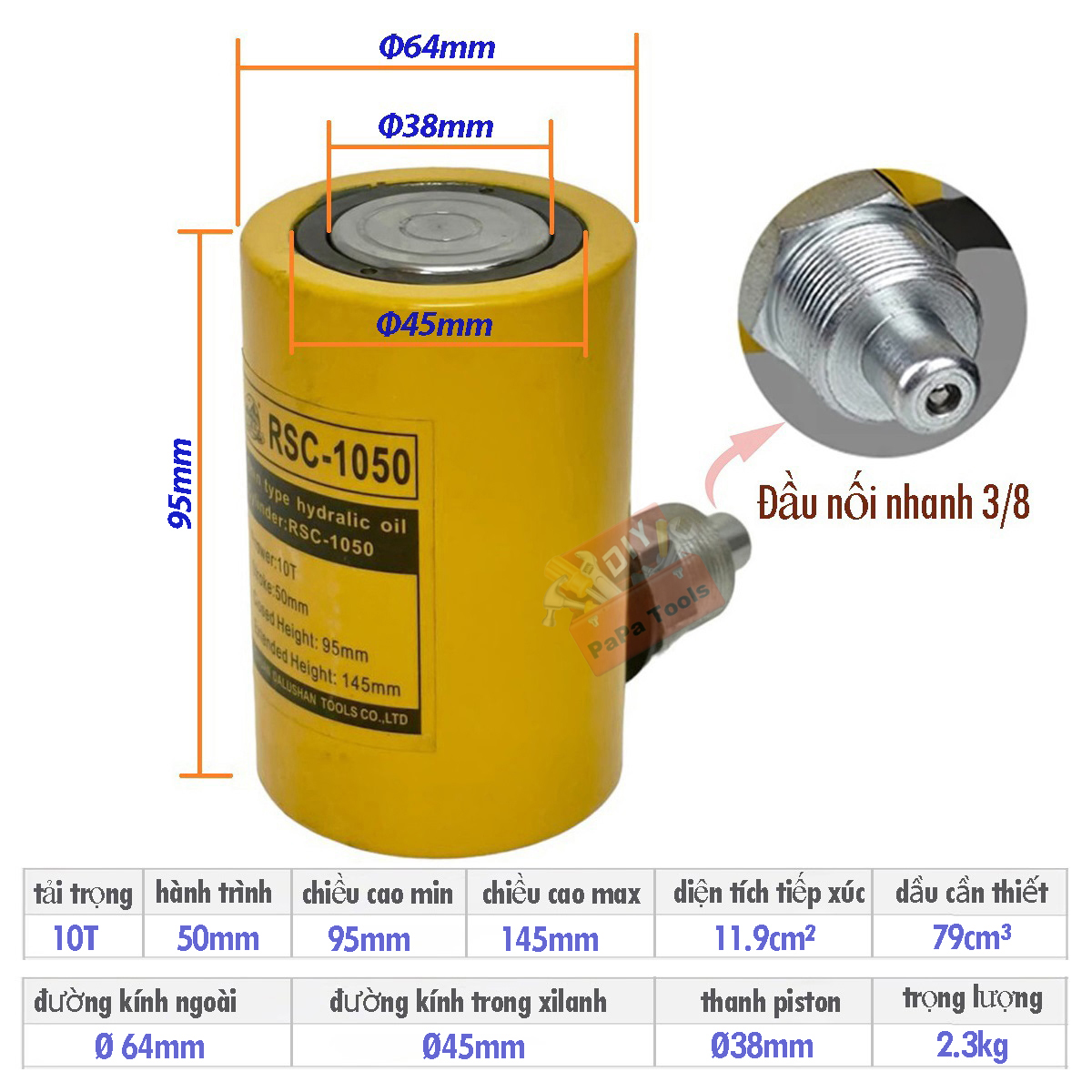 Kích thủy lực 10 tấn RSC-1050 hành trình 50mm