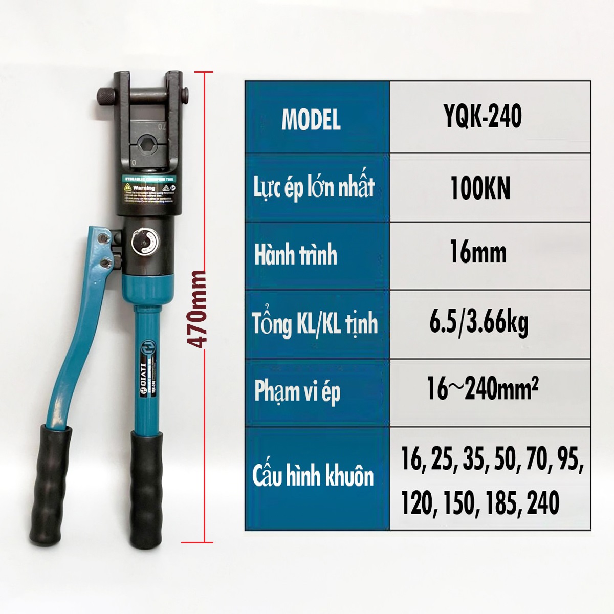 Kìm ép cos thủy lực Qiati YQK-240