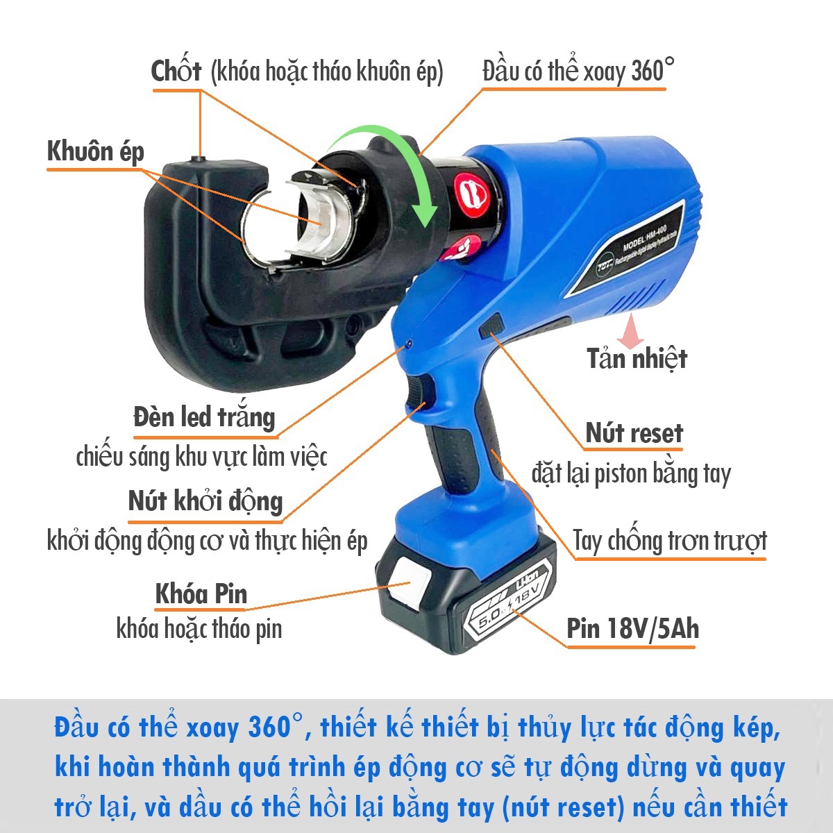 Máy ép cos dùng Pin TOT HM-400